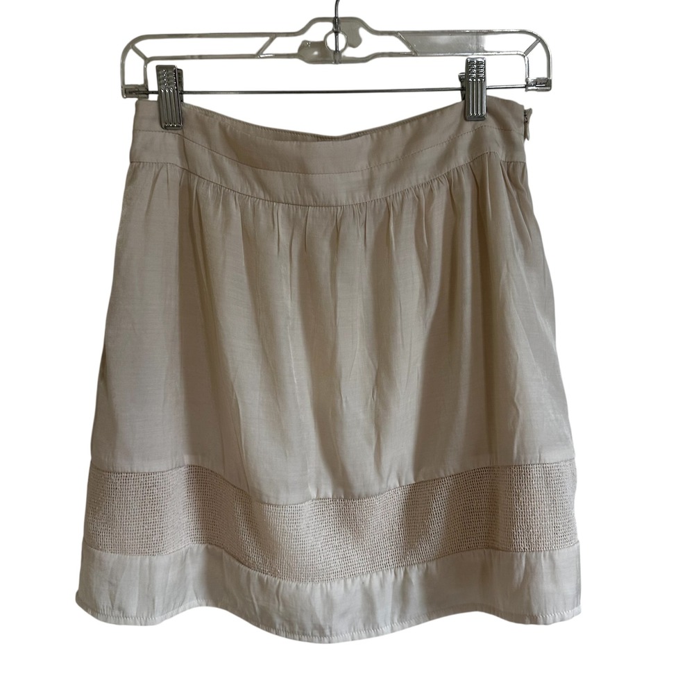 Anthropologie Tulle Mini Skirt Crochet Trim A-Line Neutral Casual‎ XS
